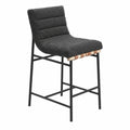 Tabouret de bar en métal et tissu noir 65 cm