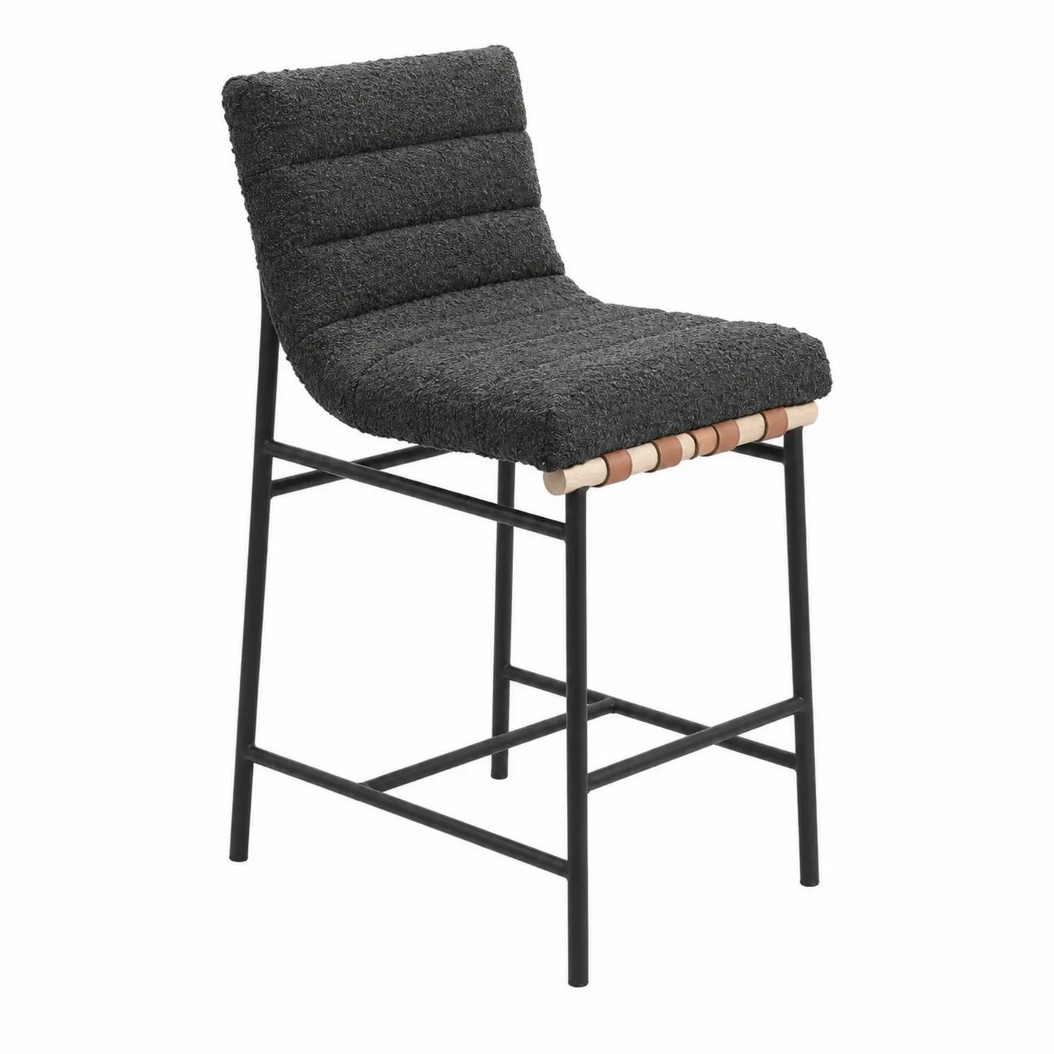 Tabouret de bar en métal et tissu noir 65 cm