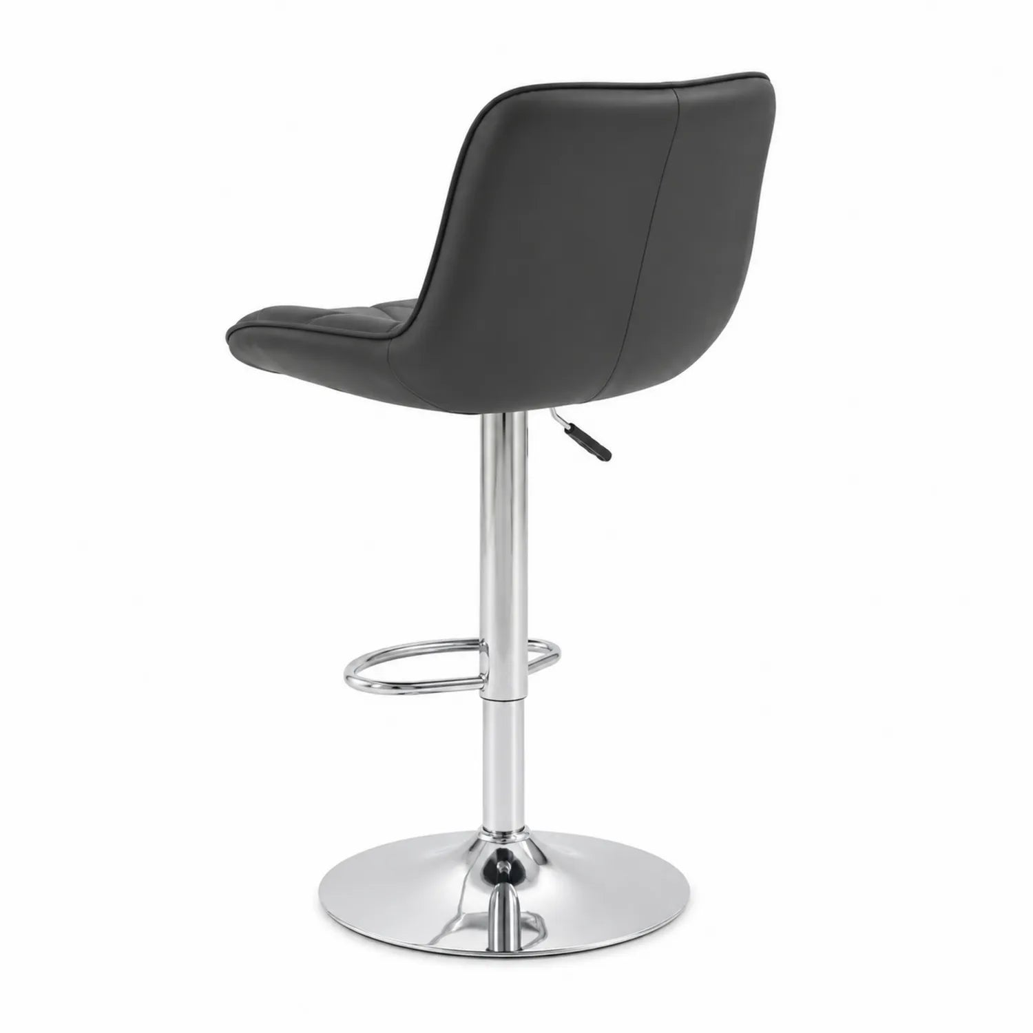 Tabouret en cuir synthétique noir avec base en métal chromé