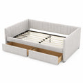 Lit banquette en tissu avec tiroirs Gris clair 200x90 cm