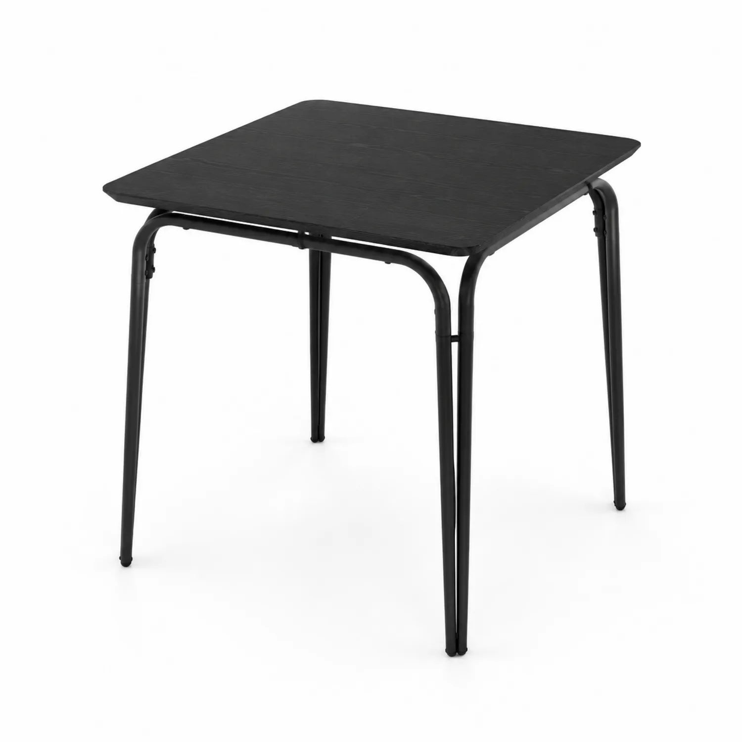 Table carrée noire avec pieds en métal