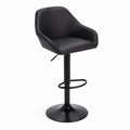 Tabouret de Bar Réglable en Métal et Similicuir Noir