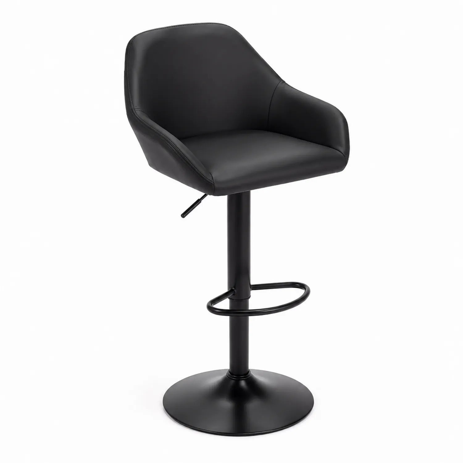 Tabouret de Bar Réglable en Métal et Similicuir Noir