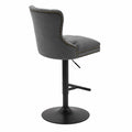 Tabouret de bar pivotant en métal et velours gris