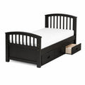 Lit simple en bois noir avec tiroirs de rangement 200x90 cm