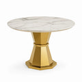 Table ronde en marbre avec base en métal doré