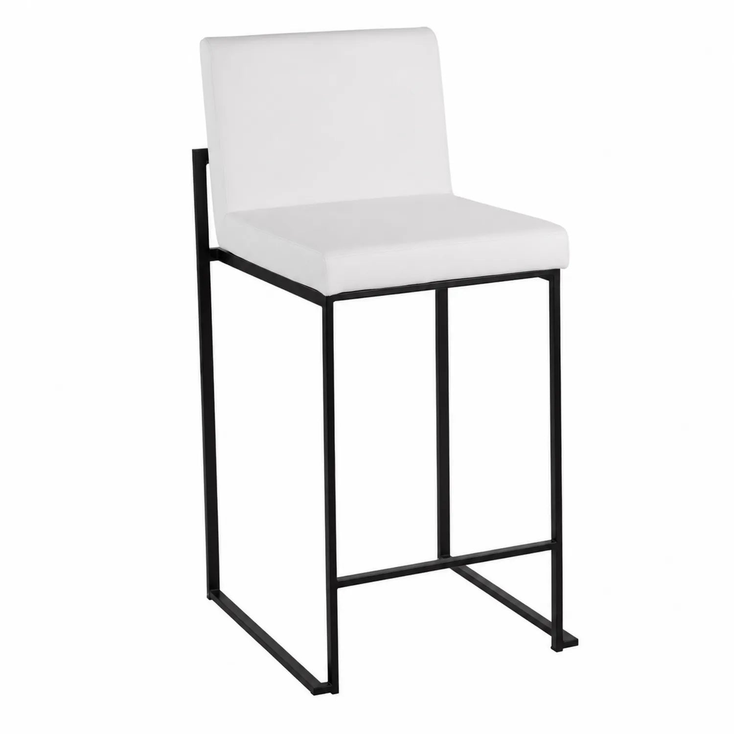 Chaise de Bar en Cuir PU Blanc avec Cadre en Acier Noir