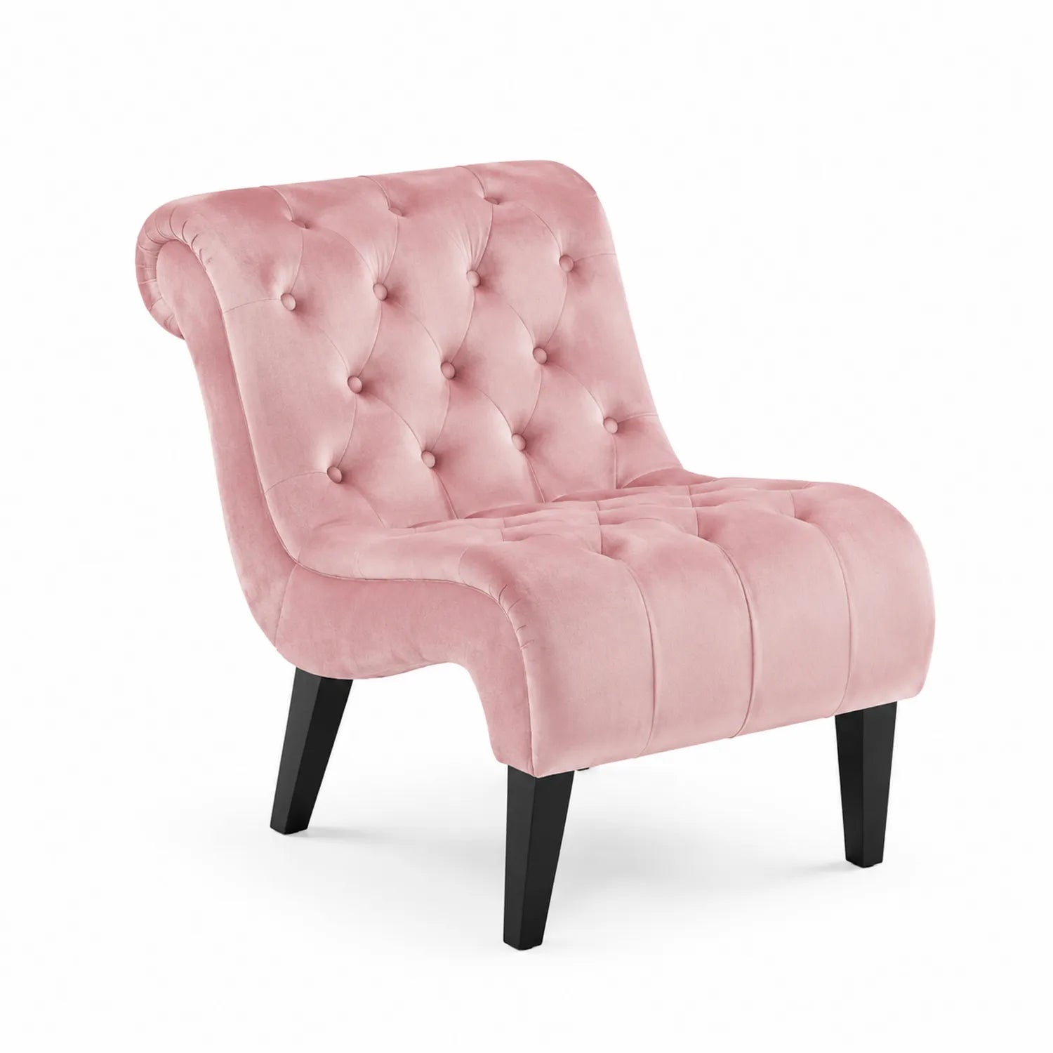 Fauteuil en velours rose sans accoudoirs