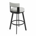 Tabouret de bar en métal et PU blanc avec repose-pieds