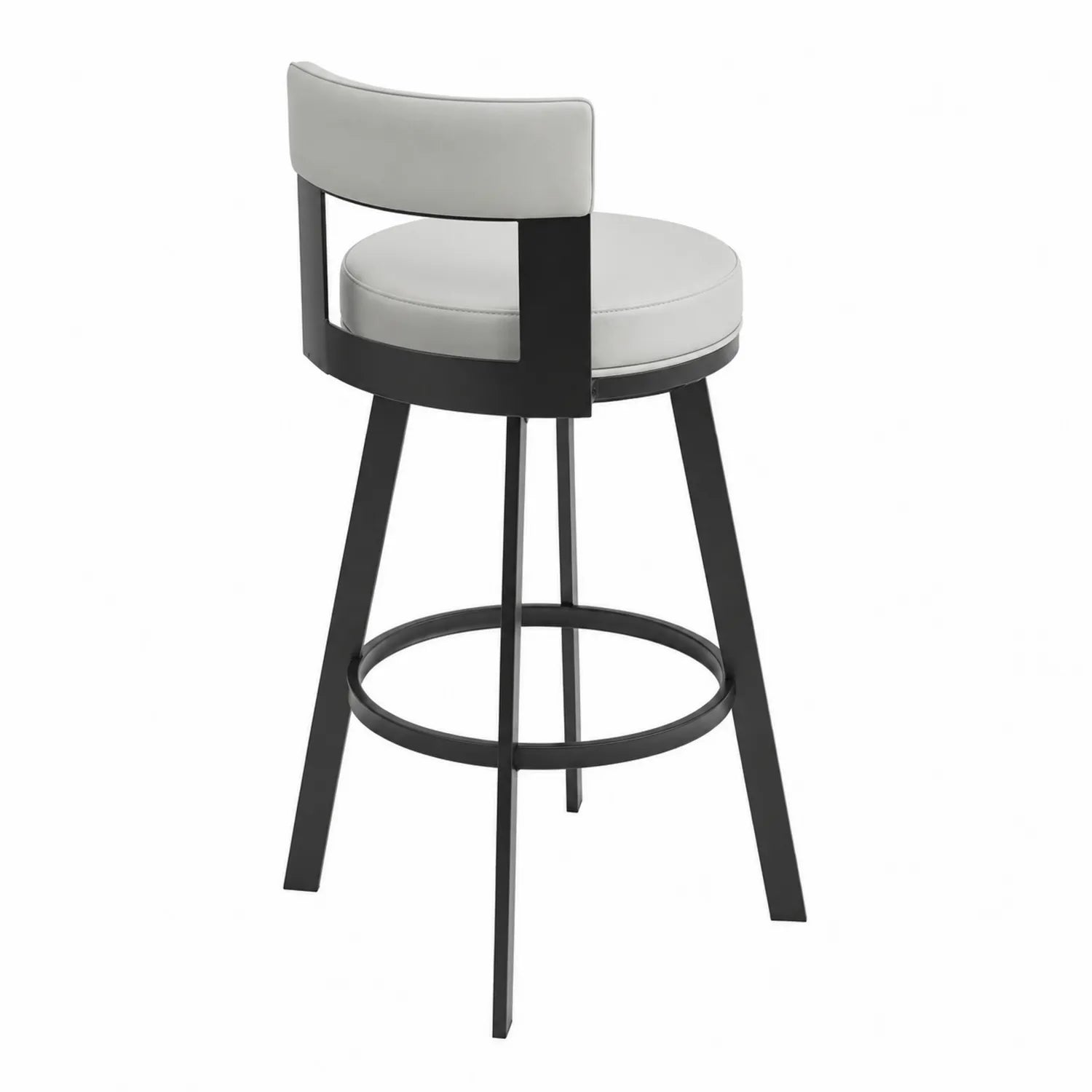 Tabouret de bar en métal et PU blanc avec repose-pieds