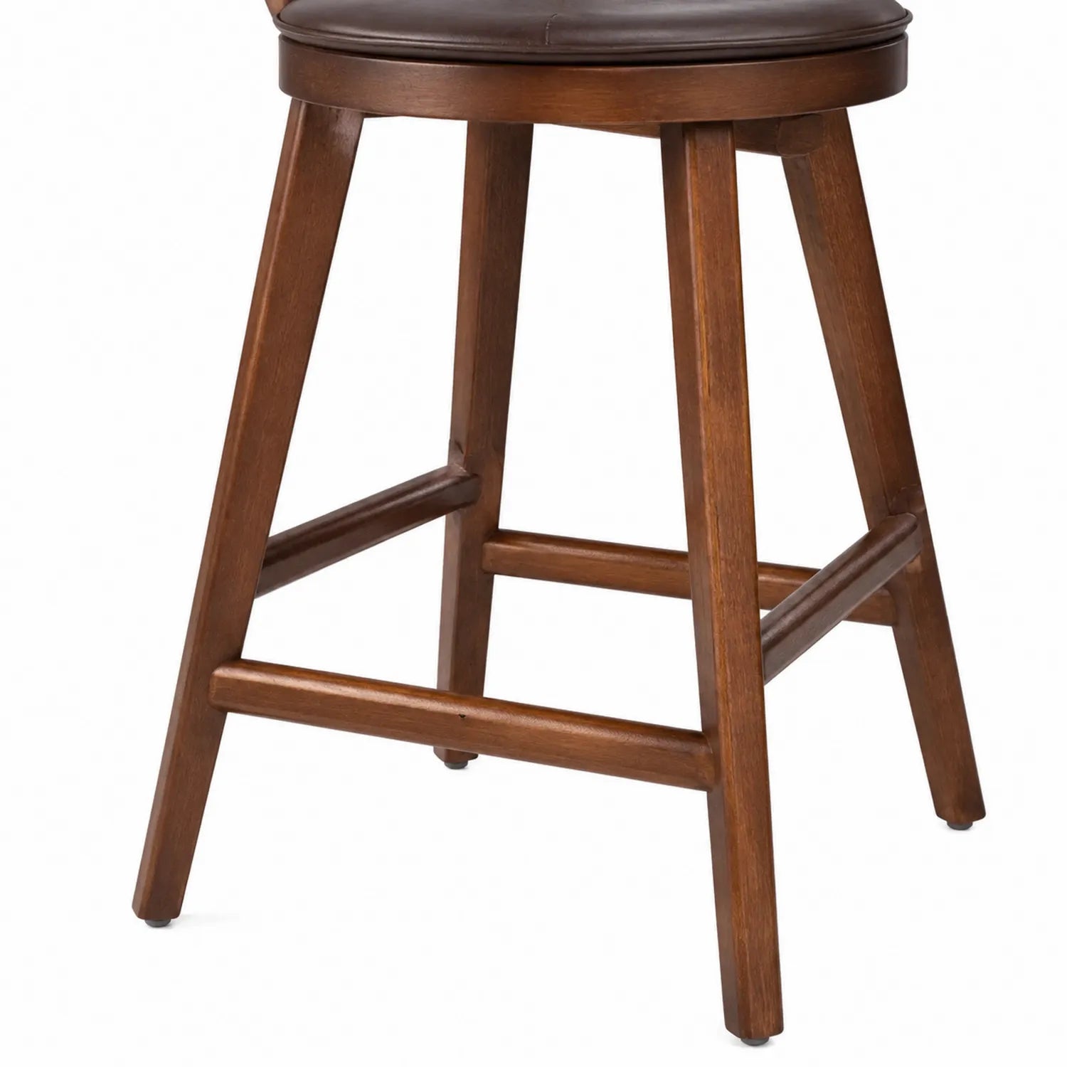 Tabouret de bar en bois avec siège en cuir synthétique marron